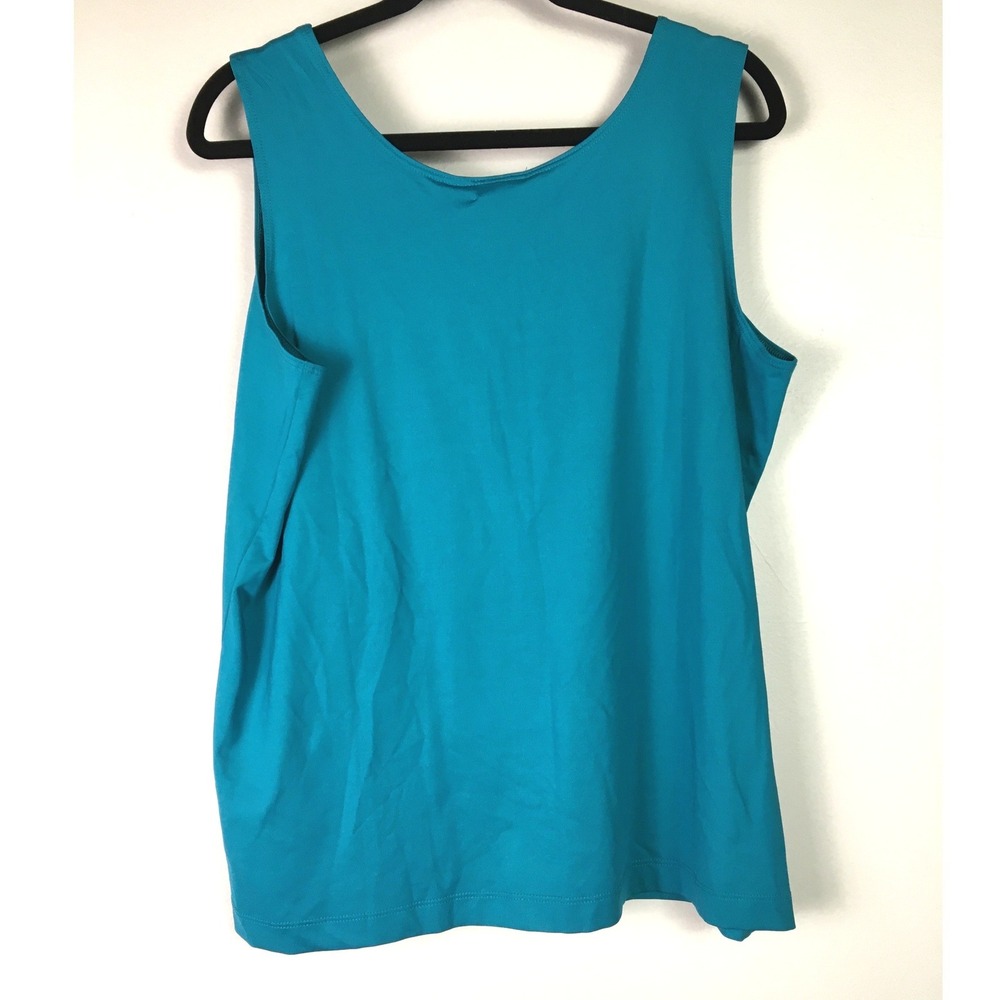 Chicos Microfeel Timeless Tank Basic Knit Peacock Blue Sleeveless Top Size 3 - Picture 2 of 6